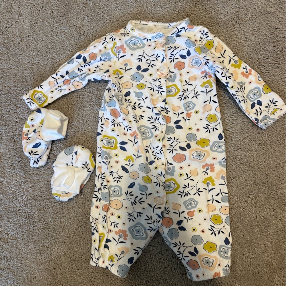 Carter's White Onesie with Floral Accents